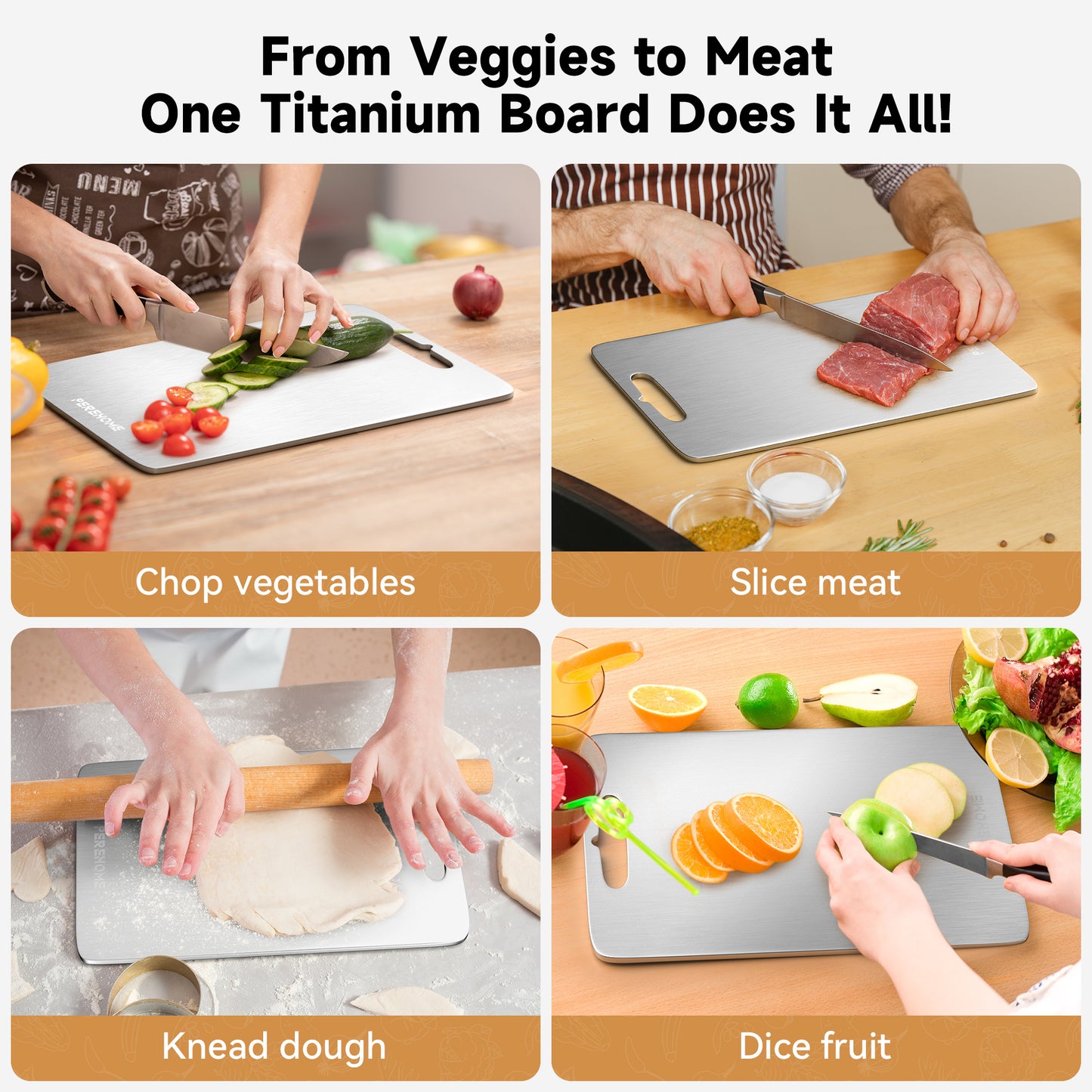 PEREHOME 3pcs Titanium Cutting Board for Kitchen, Cutting Board Double Sided Food Grade, Chopping Boards, Dishwasher Safe, Cutting Boards For Meats, Fruits, Vegetables