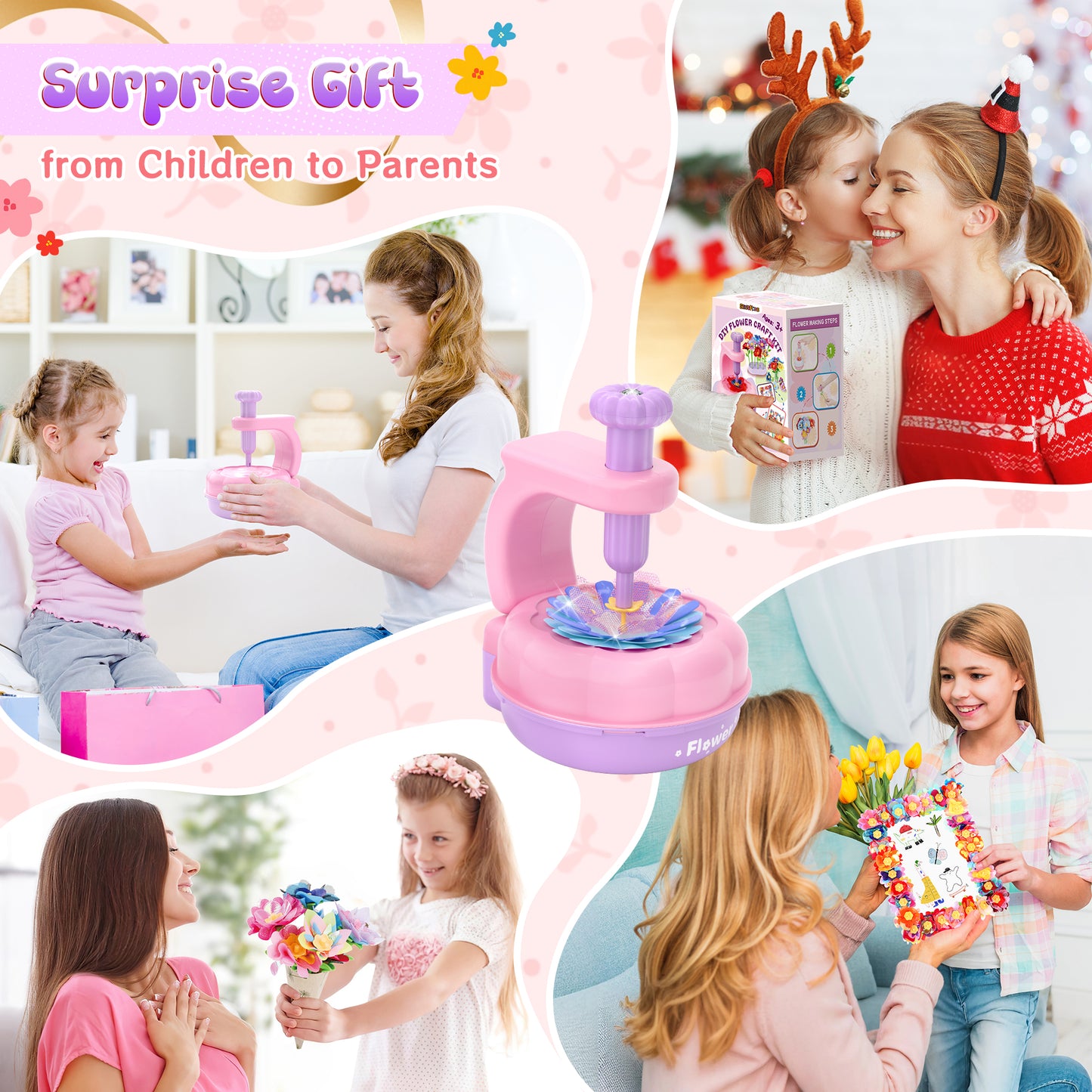 DIY flower press toy for kids, wooden craft kit for pressing dried flowers