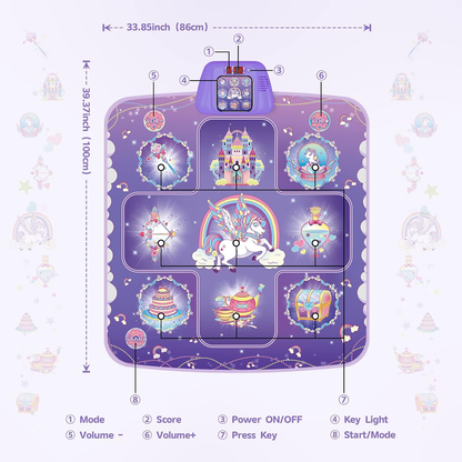 Dance Mat - Unicorn Toys Rhythm Step Play Mat for Girls Ages 3-12 2026 New CPF Dancing Game Pad with 5 Game Modes,Touch Sensitive Light Up LED, Built-in Music, Birthday Gift for 3-12 Year Old