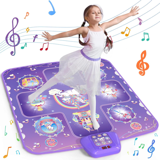 Dance Mat - Unicorn Toys Rhythm Step Play Mat for Girls Ages 3-12 2026 New CPF Dancing Game Pad with 5 Game Modes,Touch Sensitive Light Up LED, Built-in Music, Birthday Gift for 3-12 Year Old