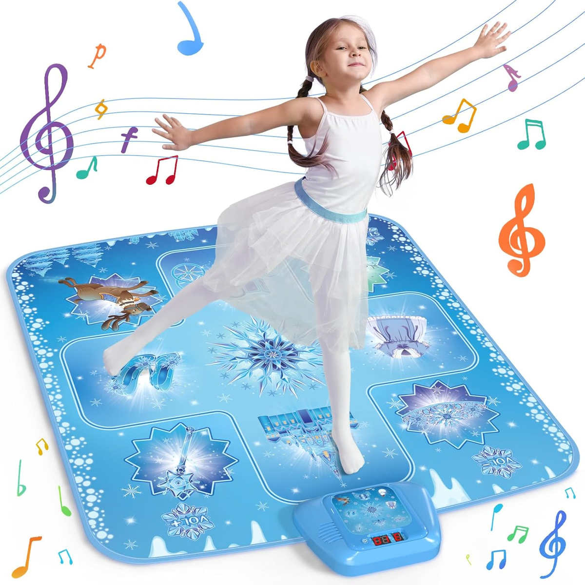 Dance Mat - Frozen Toys Rhythm Step Play Mat for Girls Ages 3-12 Frozen Dance Playmat with LED Lights, Adjustable Volume, Built-in Music, Birthday Gift for Girls 3 4 5 6 7 8Years Old