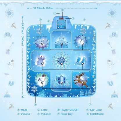 Dance Mat - Frozen Toys Rhythm Step Play Mat for Girls Ages 3-12 Frozen Dance Playmat with LED Lights, Adjustable Volume, Built-in Music, Birthday Gift for Girls 3 4 5 6 7 8Years Old