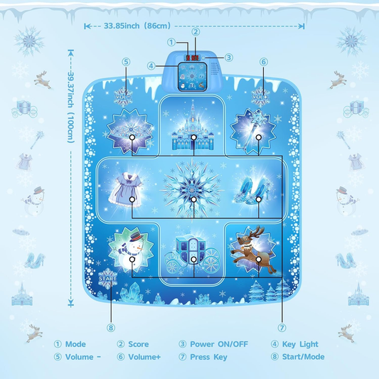 Dance Mat - Frozen Toys Rhythm Step Play Mat for Girls Ages 3-12 Frozen Dance Playmat with LED Lights, Adjustable Volume, Built-in Music, Birthday Gift for Girls 3 4 5 6 7 8Years Old