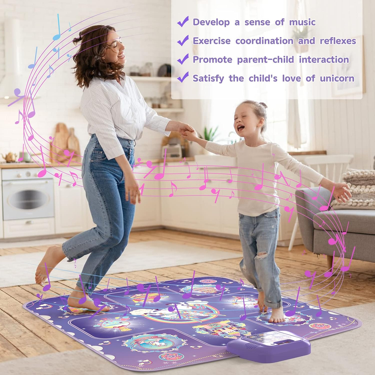 Dance Mat - Unicorn Toys Rhythm Step Play Mat for Girls Ages 3-12 2026 New CPF Dancing Game Pad with 5 Game Modes,Touch Sensitive Light Up LED, Built-in Music, Birthday Gift for 3-12 Year Old
