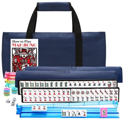 AAGILA American Mahjong Set,166 White Mahjong Tiles Set,4 All-in-One Color Mahjong Rack with Pushers,Mahjong Game Set Complete with Waterproof Carrying Bag,for Travel,Parties and Gift