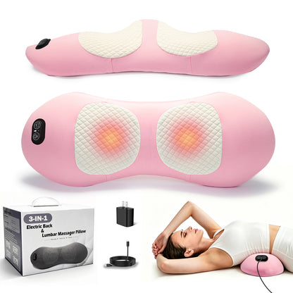 Perehome 2026 Upgraded 3-in-1 Electric Neck Shoulder Lumbar Massage Pillow with Heating, Airbag Stretch & Muscle Relief, Back Support for Office Desks, Ideal Mother’s Day and Birthday Gift for Women