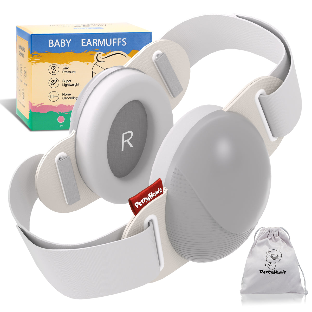YuronHome Baby Earmuffs Noise Cancel Hearing Protection Headphone，Adjustable Baby Headphones with Stretchy Band, Baby Airplane Ear Protection /Outdoor (Gray)