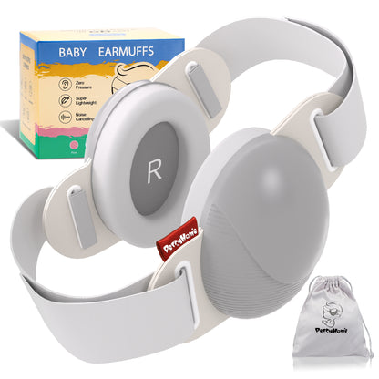 YuronHome Baby Earmuffs Noise Cancel Hearing Protection Headphone，Adjustable Baby Headphones with Stretchy Band, Baby Airplane Ear Protection /Outdoor (Gray)