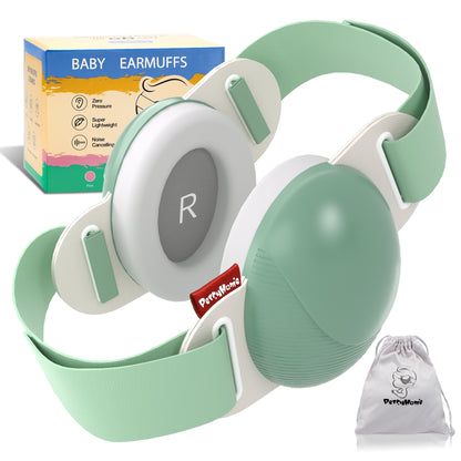 YuronHome Baby Earmuffs Noise Cancel Hearing Protection Headphone，Adjustable Baby Headphones with Stretchy Band, Baby Airplane Ear Protection /Outdoor (Green)
