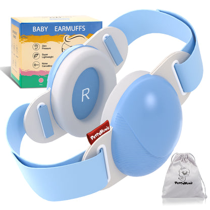 YuronHome Baby Earmuffs Noise Cancel Hearing Protection Headphone，Adjustable Baby Headphones with Stretchy Band, Baby Airplane Ear Protection /Outdoor (Blue)