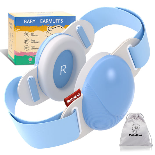 YuronHome Baby Earmuffs Noise Cancel Hearing Protection Headphone，Adjustable Baby Headphones with Stretchy Band, Baby Airplane Ear Protection /Outdoor (Blue)