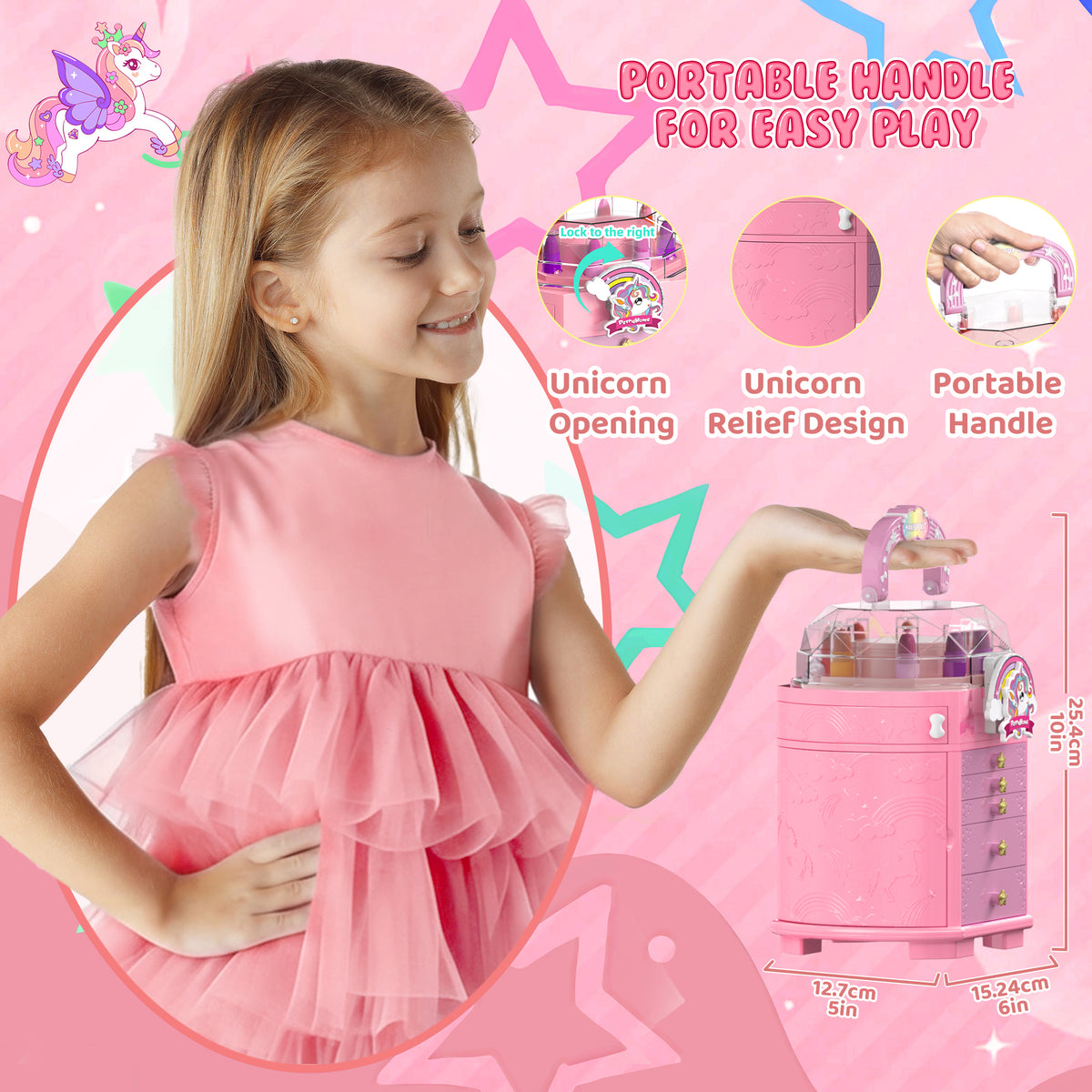 AAGILA Kids Makeup Kit for Girl Toys,Real Washable Unicorn Makeup Set Little Girl Makeup, Toddler Pretend Play Makeup Set Toys for Girls Age 3-12 Christmas Birthday Gifts (Pink)