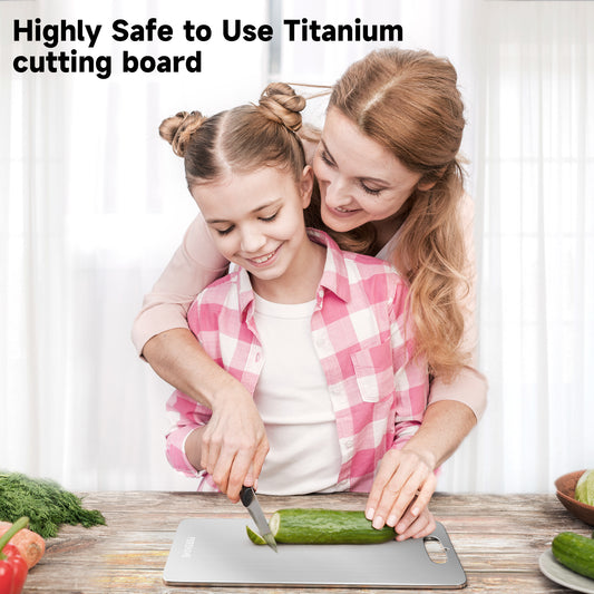 PEREHOME New Titanium Cutting Boards-Pure Titanium Cutting Boards for Kitchen, Cutting Board Double Sided Food Grade, Chopping Boards with Handle For Meats, Fruits, Vegetables