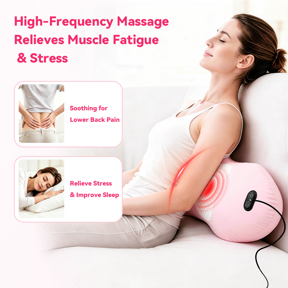 Perehome 2026 Upgraded 3-in-1 Electric Neck Shoulder Lumbar Massage Pillow with Heating, Airbag Stretch & Muscle Relief, Back Support for Office Desks, Ideal Mother’s Day and Birthday Gift for Women