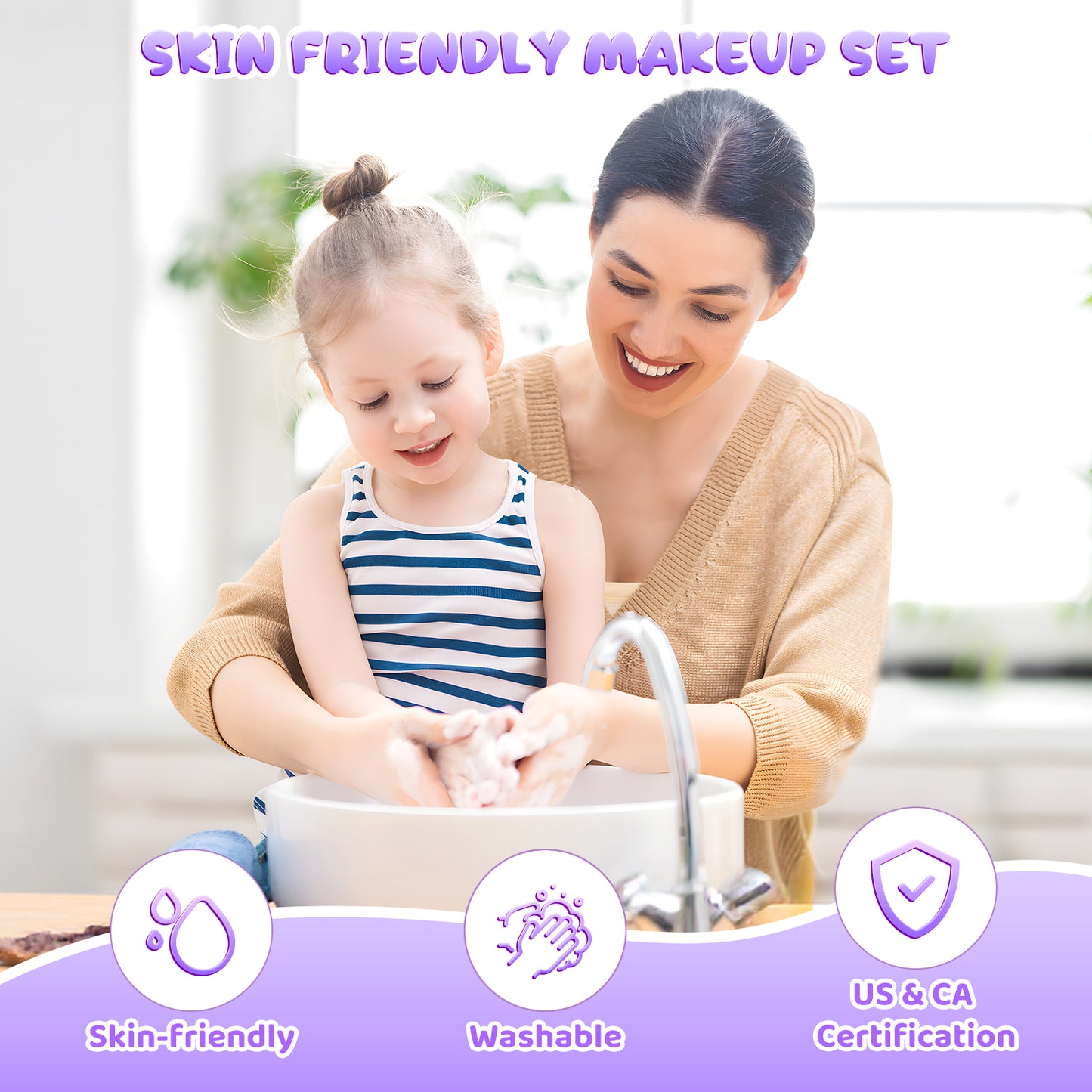 AAGILA Kids Makeup Kit for Girl - 2 In 1 Kids Washable Makeup Toys & Nail Art Kits with Nail Dryer, Princess Dress Up Set for Girls, Real Girls Makeup Set for Ideal Gifts Toys for 3-12 Year