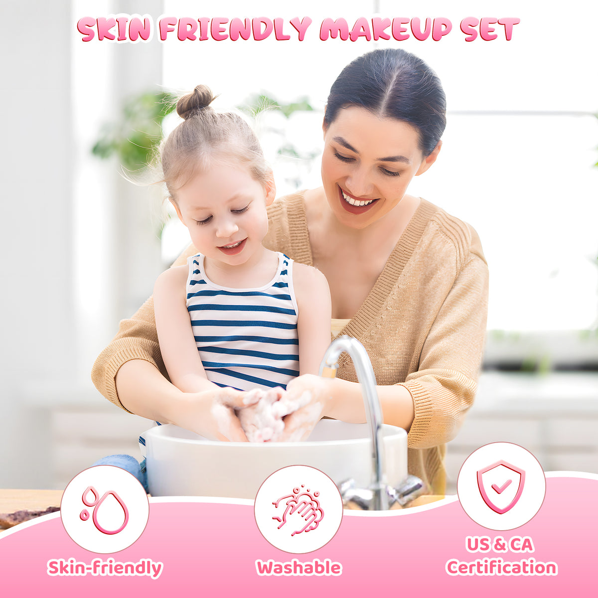 AAGILA 2 In 1 Kids Washable Makeup Girls Toys & Kids Nail Polish Set for Girls, Non-Toxic Quick Dry Nail Art Salon Kit with Nail Dryer and Peelable Nail Polish, Ideal Gift Toys for Girls Age 3-12