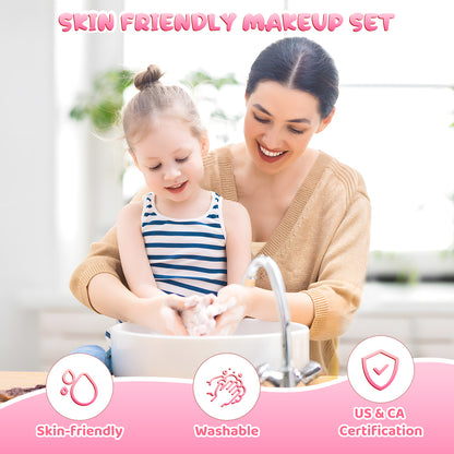 AAGILA 2 In 1 Kids Washable Makeup Girls Toys & Kids Nail Polish Set for Girls, Non-Toxic Quick Dry Nail Art Salon Kit with Nail Dryer and Peelable Nail Polish, Ideal Gift Toys for Girls Age 3-12