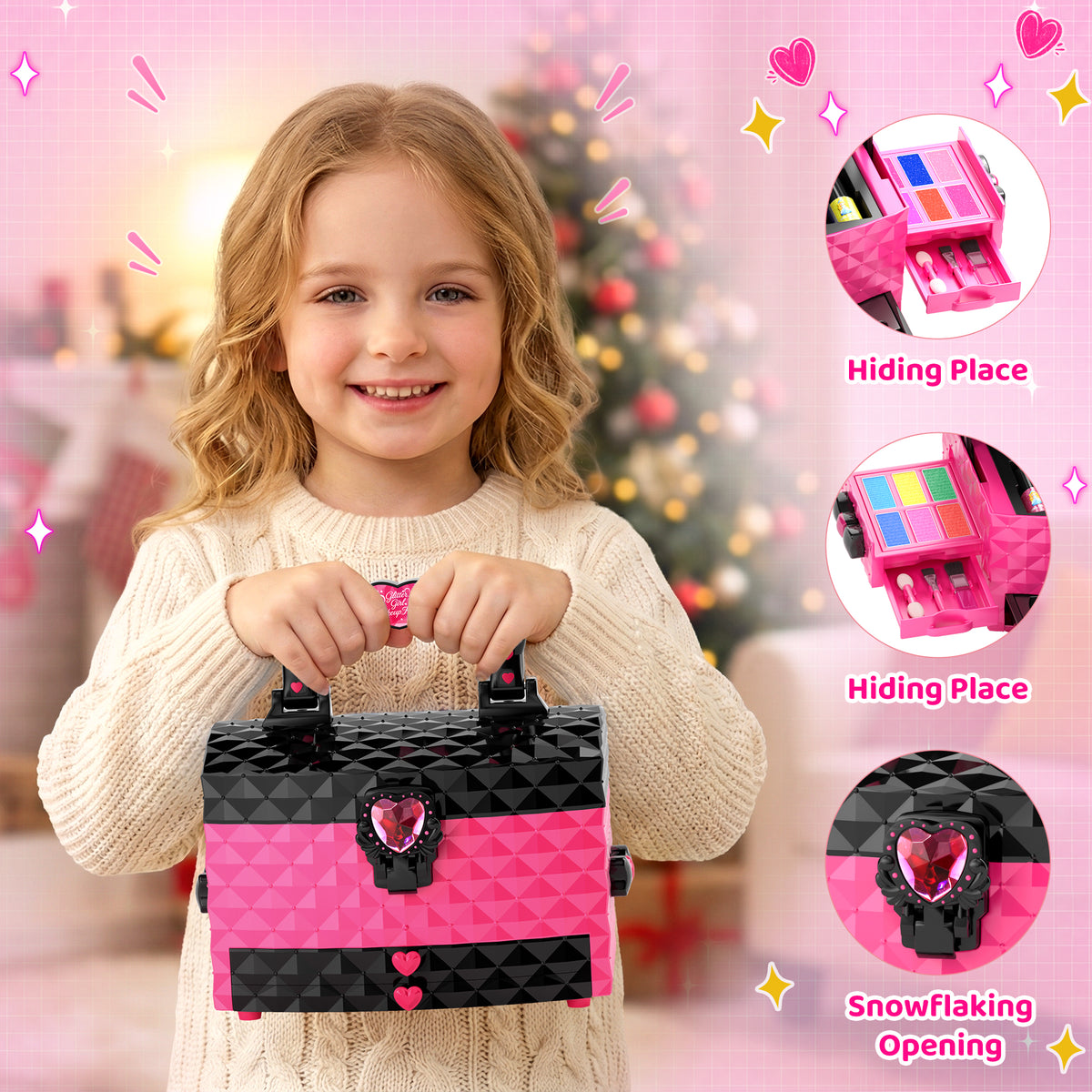 AAGILA 58 in 1 Kids Makeup Set for Girls, Washable Real Cosmetic Pretend Play Makeup Kit for Girl Toys,Princess Make Up Toys for 3-12 Year Old Girl Birthday Gift