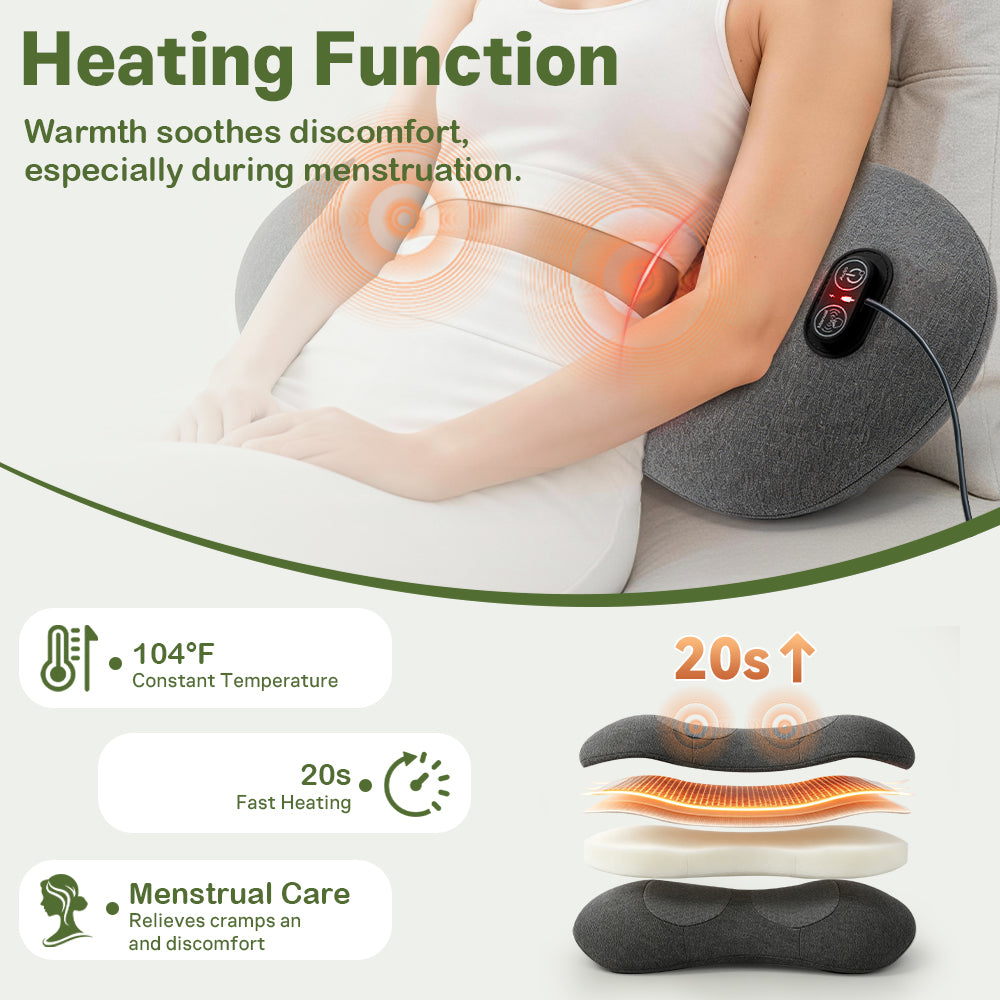 Perehome 2026 Upgraded 3-in-1 Electric Lumbar Support Pillow, Neck Back Massager (with heating, vibration, and traction functions)Back Support Pillow for Chairs and Cars, Relieve Back Pain