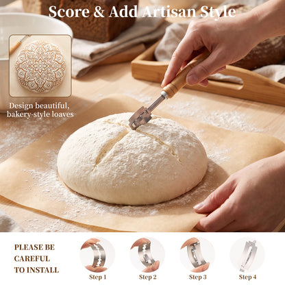 YuronHome Sourdough Starter Kit, Bread Proofing Baskets Set，Complete Sourdough Bread Baking Supplies with Round & Oval Bread Proofing Baskets, Perfect Gifts for Beginners & Home Bakers