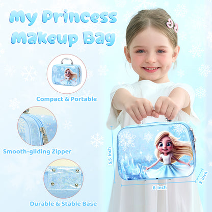 AAGILA 2 In 1 Kids Makeup Frozen Girls Toys & Kids Nail Polish Set for Girls, Non-Toxic Quick Dry Nail Art Salon Kit with Nail Dryer and Peelable Nail Polish, Ideal Gift Toys for Girls Age 3-12