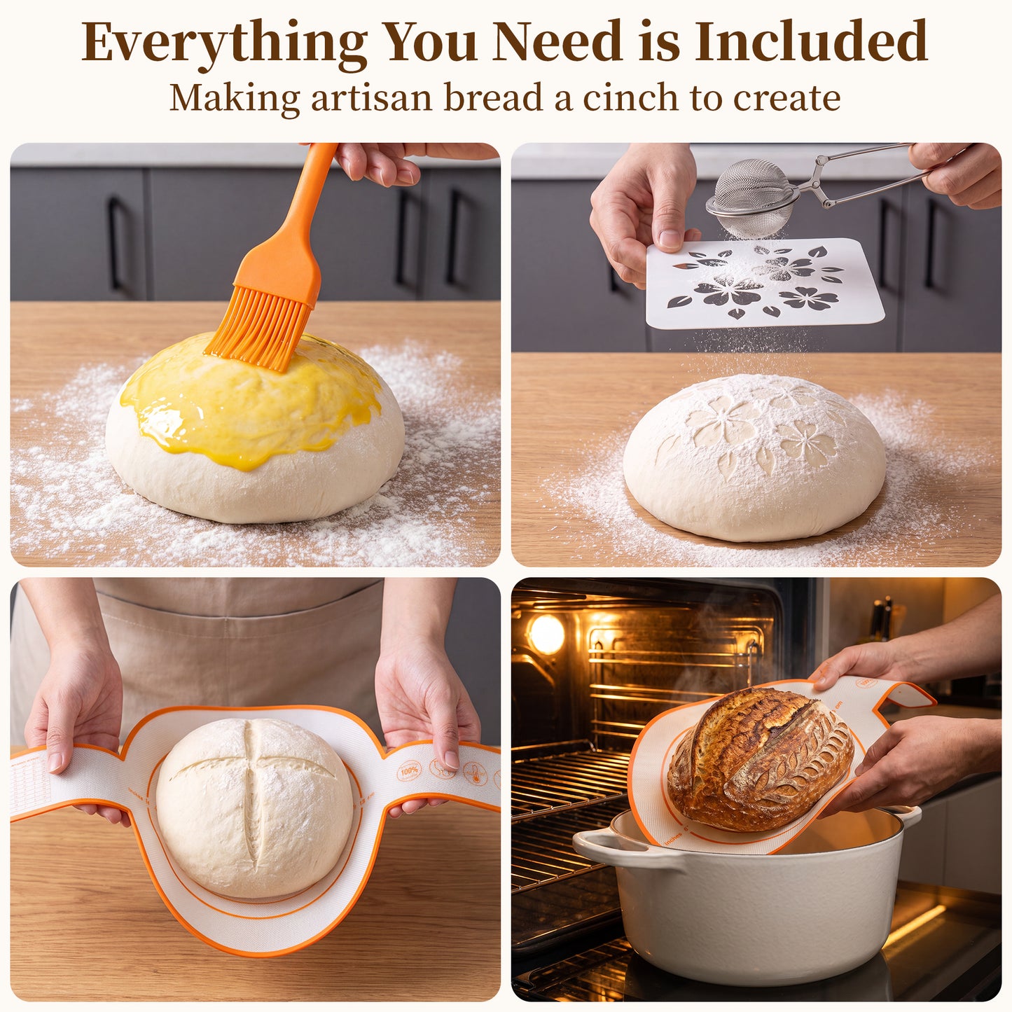 YuronHome Sourdough Starter Kit, Bread Proofing Baskets Set，Complete Sourdough Bread Baking Supplies with Round & Oval Bread Proofing Baskets, Perfect Gifts for Beginners & Home Bakers