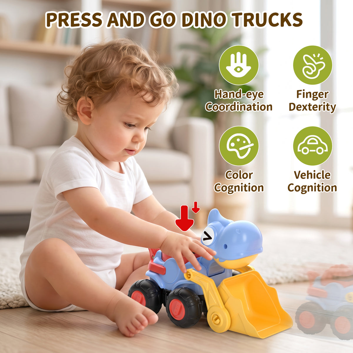 AAGILA Dinosaur Construction Trucks Toys for Boys Girls,Toddlers Sandbox Beach Vehicle Excavator Toys,Chrstmas Birthday Gifts for 2 3 4 5 Year Old Boys Girls
