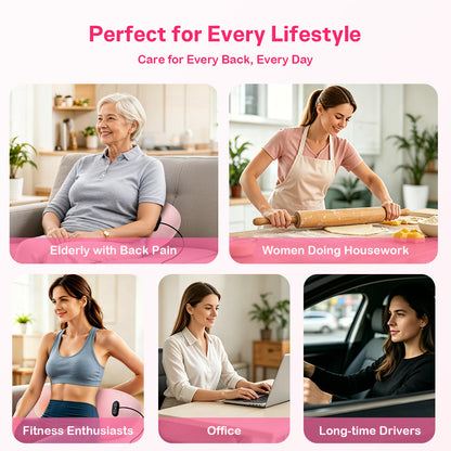 Perehome 2026 Upgraded 3-in-1 Electric Neck Shoulder Lumbar Massage Pillow with Heating, Airbag Stretch & Muscle Relief, Back Support for Office Desks, Ideal Mother’s Day and Birthday Gift for Women