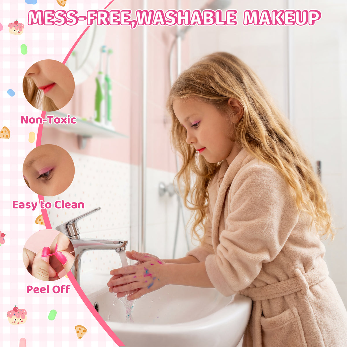 AAGILA Kids Makeup Kit for Girl, Washable Makeup Set for Little Girls, Cosmetic Set Pretend Play Makeup Toy Beauty Set Christmas & Birthday Gift Princess Toys for 3 4 5 6 7 8 9 10 11 12 Year