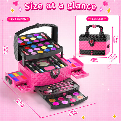 AAGILA 58 in 1 Kids Makeup Set for Girls, Washable Real Cosmetic Pretend Play Makeup Kit for Girl Toys,Princess Make Up Toys for 3-12 Year Old Girl Birthday Gift