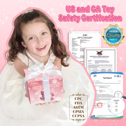 Frozen theme kids makeup set with 57 pieces including lipstick, eyeshadow, and brush
