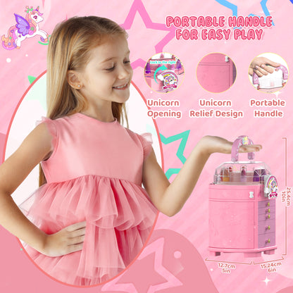 Unicorn and star style cosmetic box toy for girls with pretend play makeup set