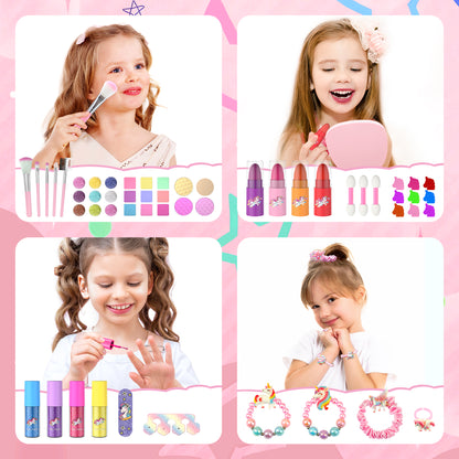 Unicorn and star style cosmetic box toy for girls with pretend play makeup set