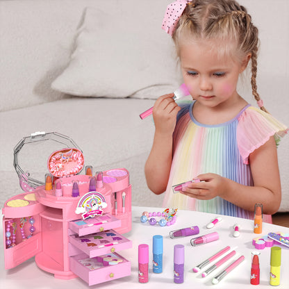Unicorn and star style cosmetic box toy for girls with pretend play makeup set