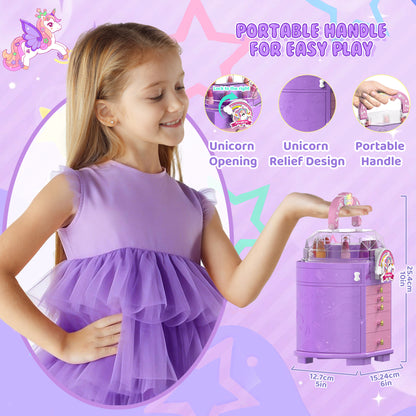 Unicorn and star style cosmetic box toy for girls with pretend play makeup set