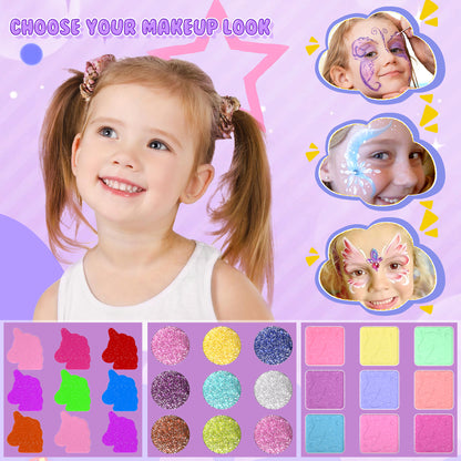 Unicorn and star style cosmetic box toy for girls with pretend play makeup set