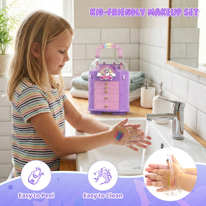 Unicorn and star style cosmetic box toy for girls with pretend play makeup set
