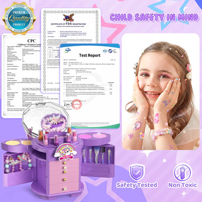 Unicorn and star style cosmetic box toy for girls with pretend play makeup set
