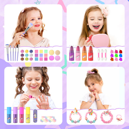 Unicorn and star style cosmetic box toy for girls with pretend play makeup set