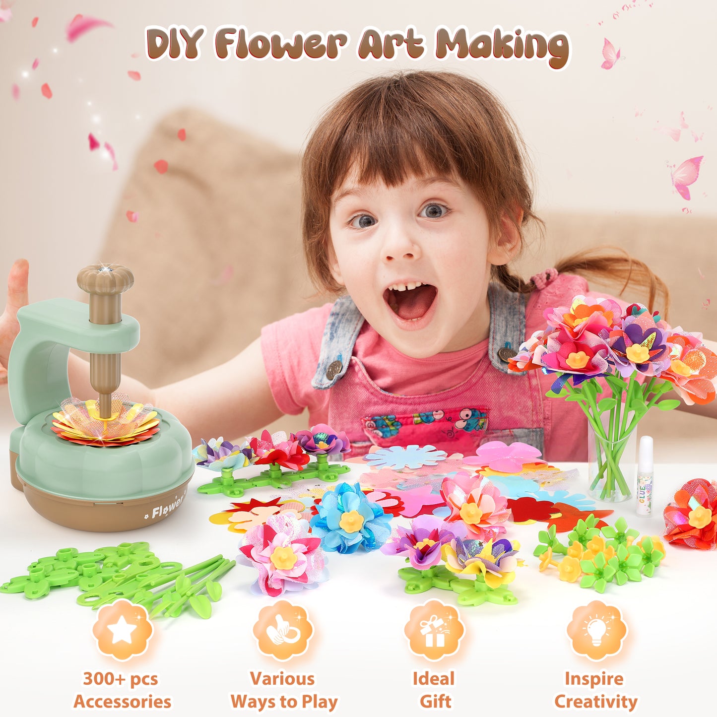 DIY flower press toy for kids, wooden craft kit for pressing dried flowers