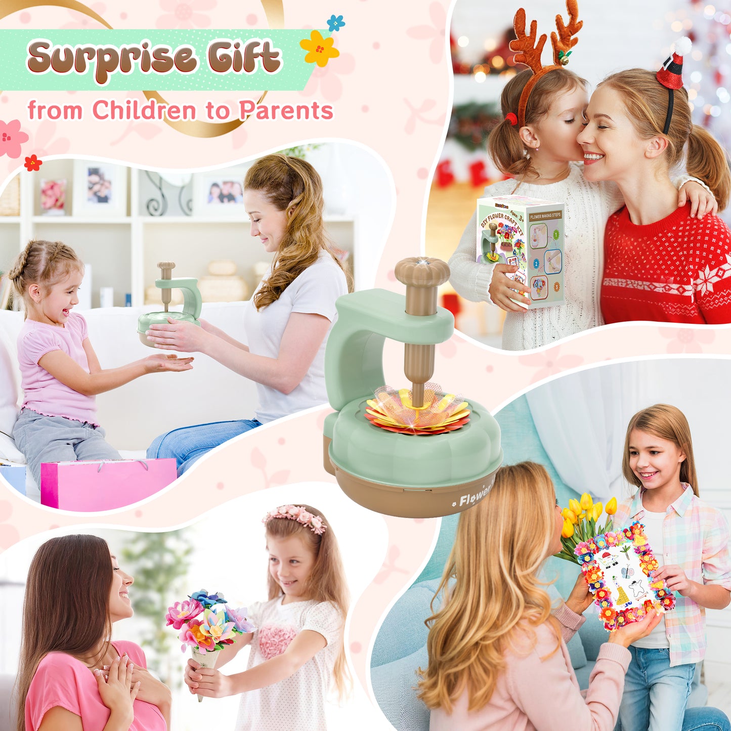 DIY flower press toy for kids, wooden craft kit for pressing dried flowers