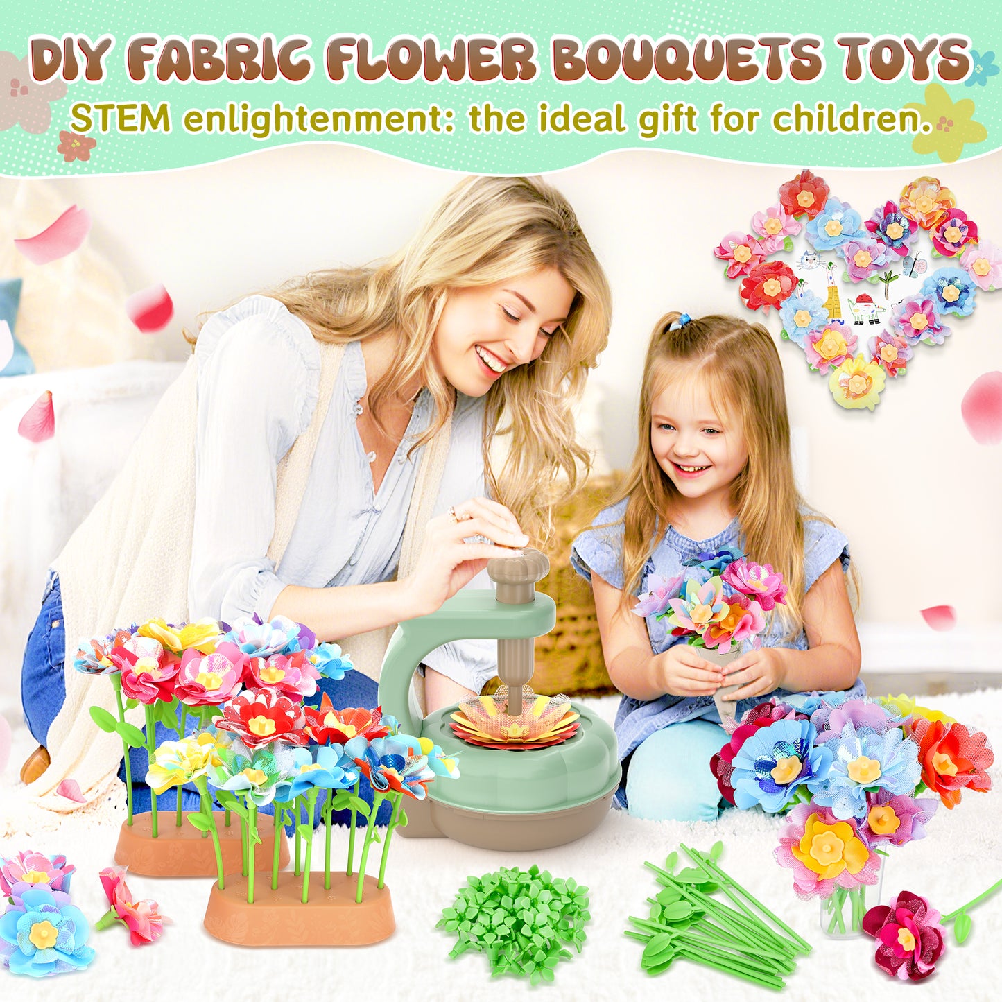 DIY flower press toy for kids, wooden craft kit for pressing dried flowers