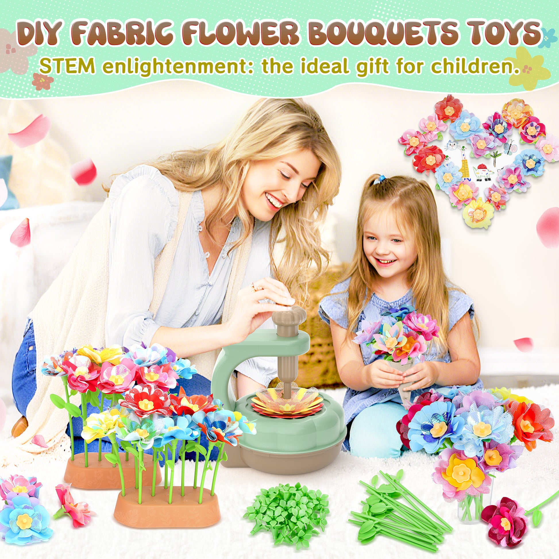 DIY flower press toy for kids, wooden craft kit for pressing dried flowers