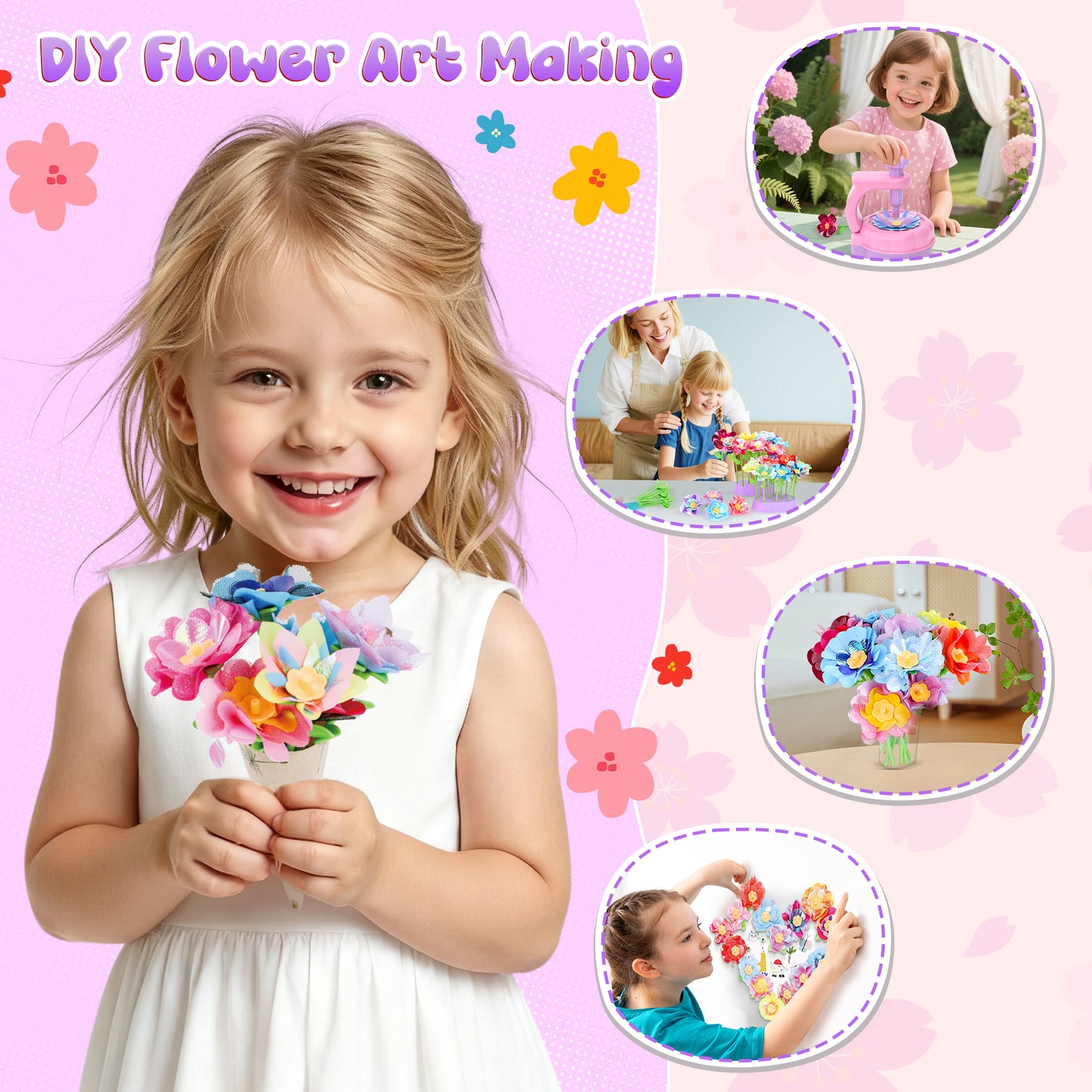 DIY flower press toy for kids, wooden craft kit for pressing dried flowers
