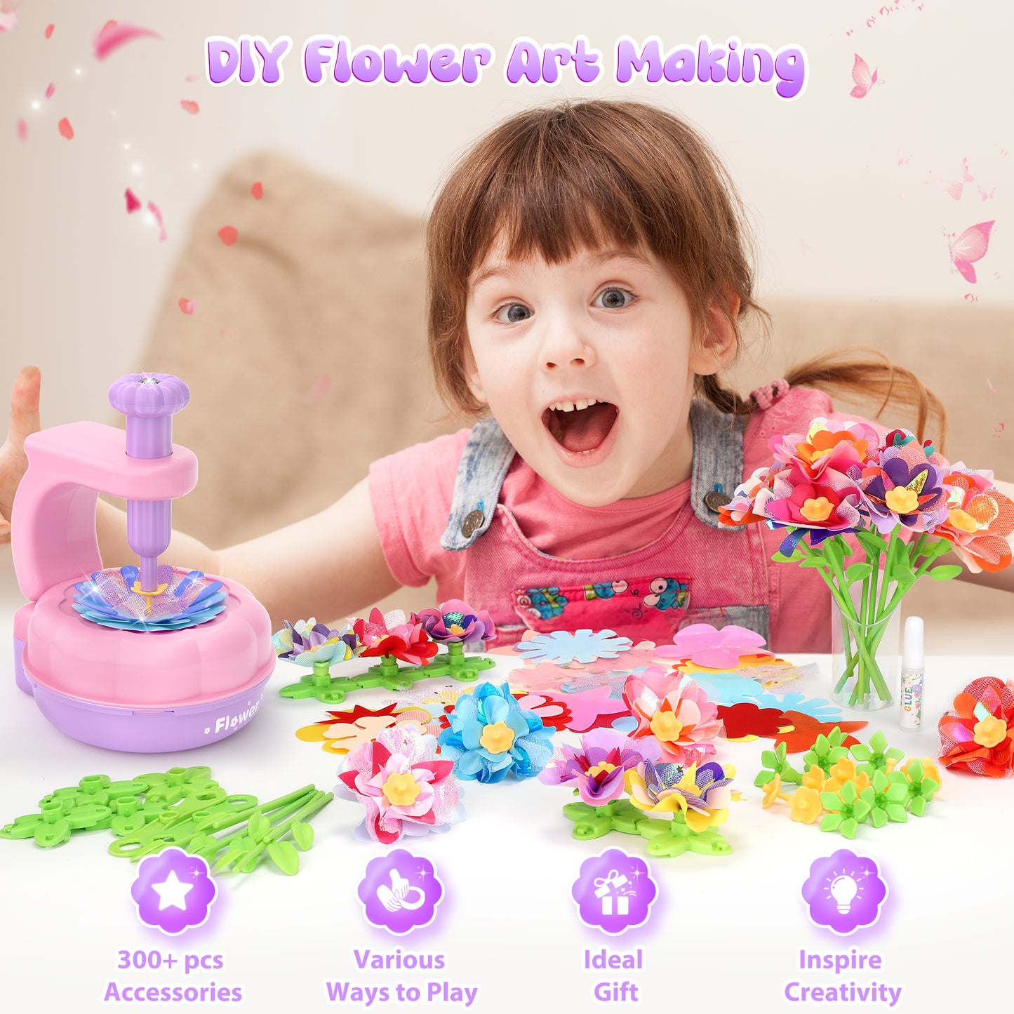 DIY flower press toy for kids, wooden craft kit for pressing dried flowers