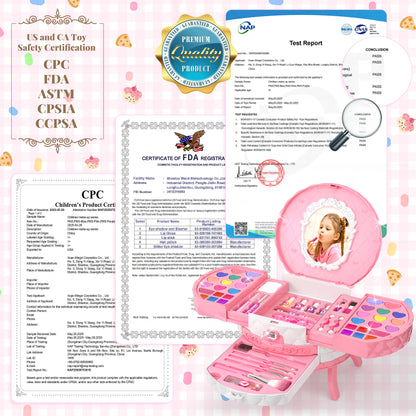 Princess themed toy makeup kit for children with blush, nail polish, and mirror