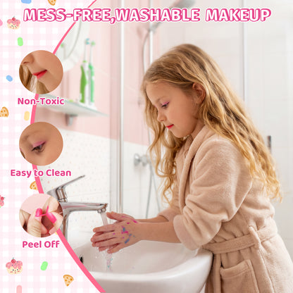 Princess themed toy makeup kit for children with blush, nail polish, and mirror