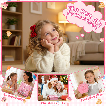 Princess themed toy makeup kit for children with blush, nail polish, and mirror