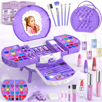 Princess themed toy makeup kit for children with blush, nail polish, and mirror