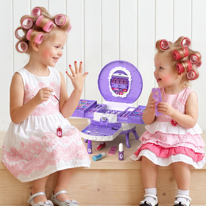 Princess themed toy makeup kit for children with blush, nail polish, and mirror